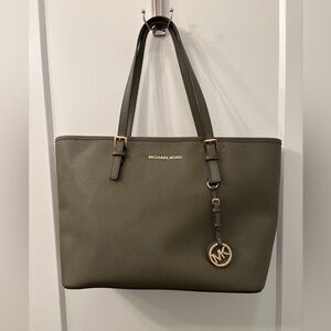 Michael Kors Olive Green Saffiano Leather Tote Bag